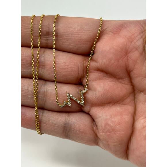 Gold Tone Heartbeat Necklace - Picture 6 of 7